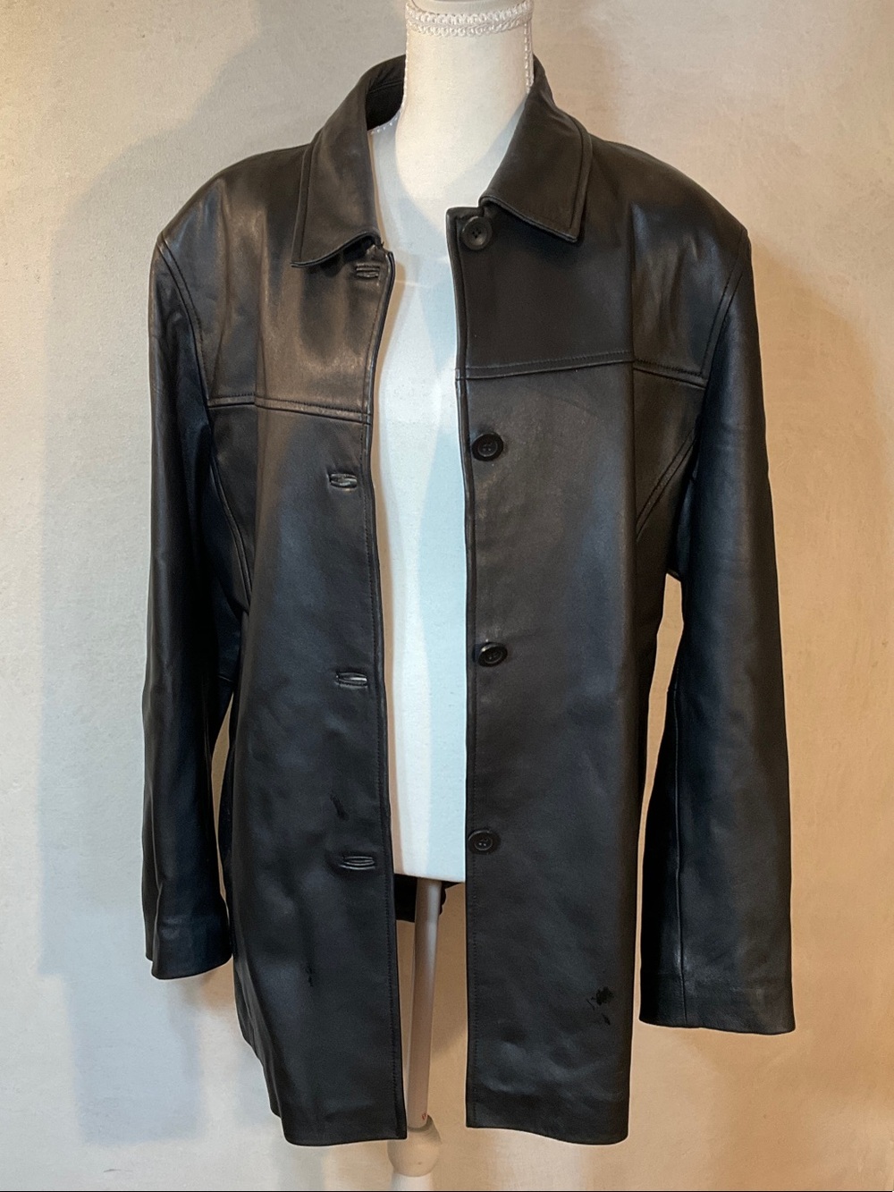 Sonoma Black Leather Button-Front Women's Jacket
